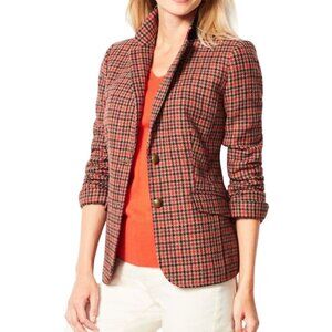 Talbots NWT Shetland Aberdeen Plaid Wool Blend Blazer Red Tan Navy Size 8p
